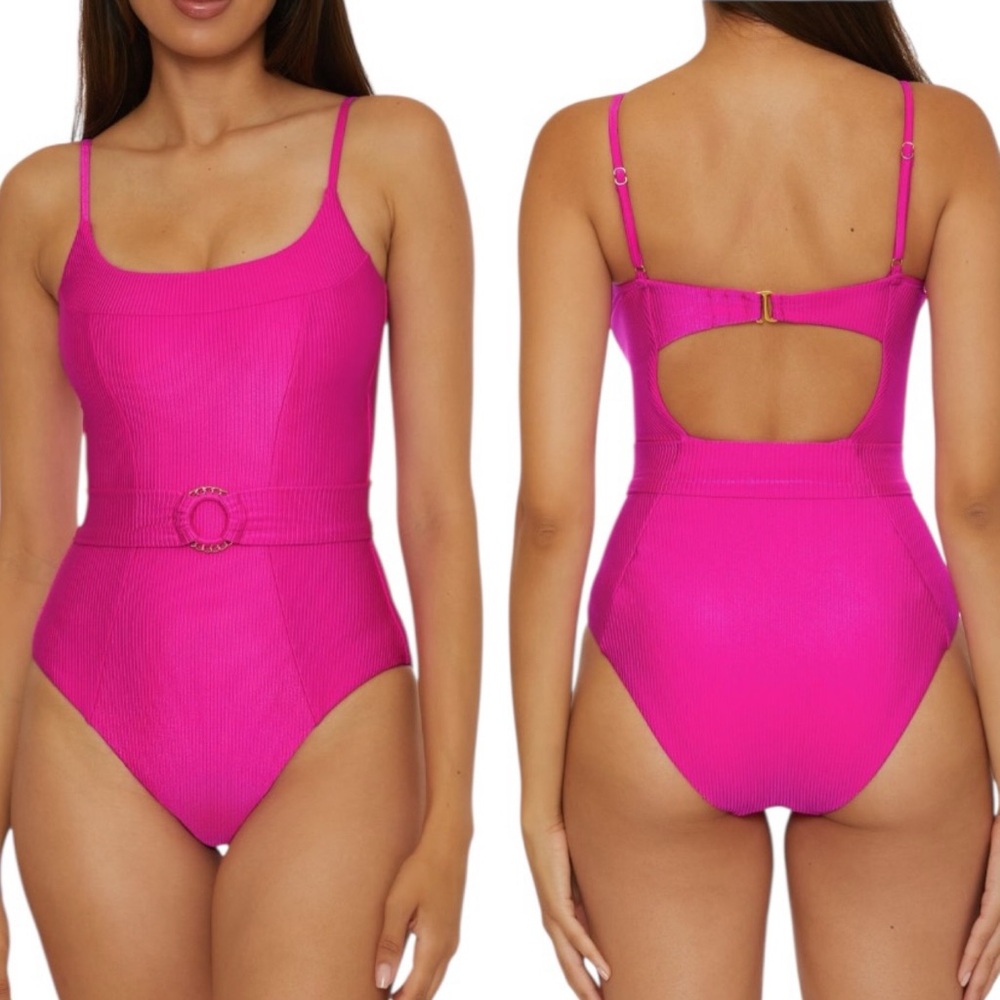 BECCA Monte Carlo Belted One Piece Swimsuit! Retail $158